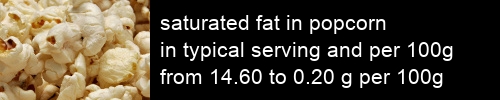 saturated fat in popcorn information and values per serving and 100g